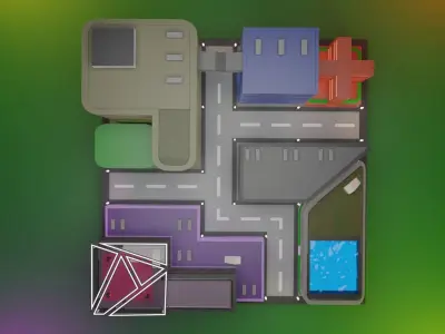 The Night City - Blender Low-poly 3D model