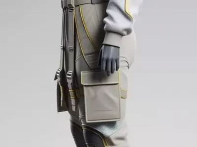 Futuristic Tech Suit 3D Model Clothing Grey Hoodie  Low-poly 3D model