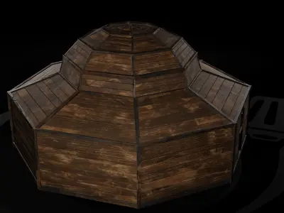 AAA Wooden Enterable Medieval Primal Thatched Cottage Hut 09 R Low-poly 3D model