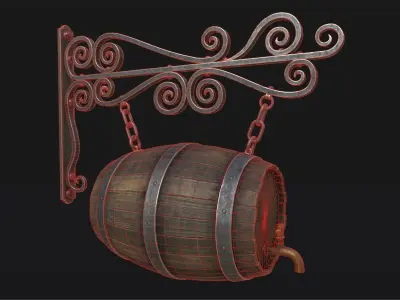 Medieval Tavern Sign Low-poly 3D model purchase