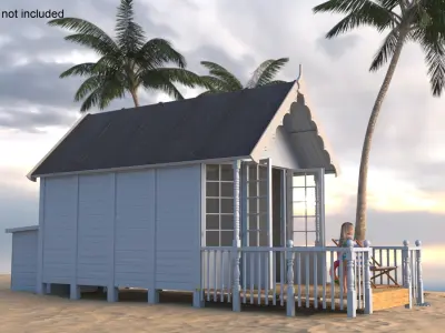  Beach Hut on Sea Shore 