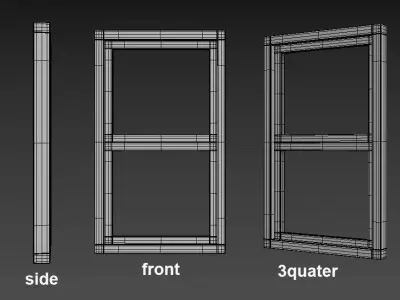 window pair of metal windows Low-poly 3D model
