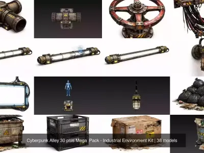 Cyberpunk Alley 30 plus Mega  Pack - Industrial Environment Kit
