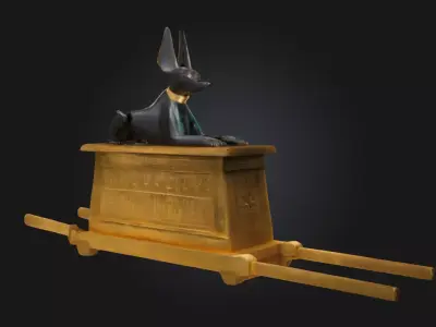 Anubis Statue on Sled Ceremonial Deity Model  3D model