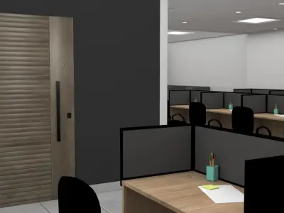 Modern Office Workstation 3D Model with V-Ray Settings 3D model