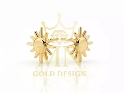 SolarGlow Mini Sun Stud Earrings 3D print model