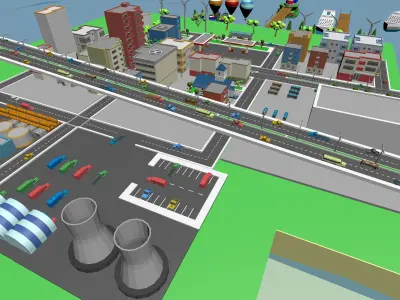 Low Poly mini City 3D model
