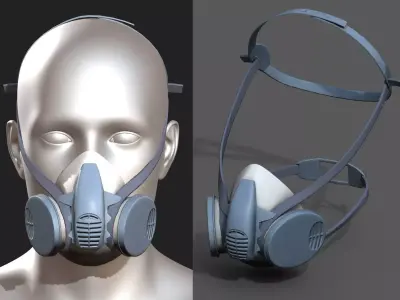 Gas mask respirator military combat 3d model  Low-poly 3D model
