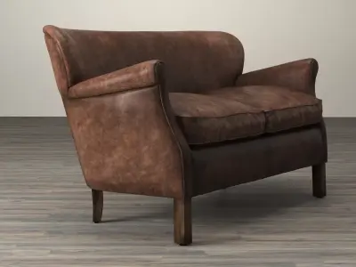 Professors Leather Double Chair 3D model
