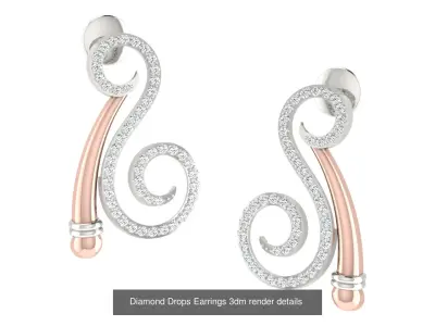 14 Diamond Drops Earrings 3dm render details 3D Model Pack