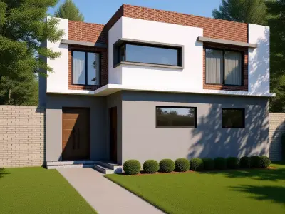 Modern House Front Renovation Design 77 Sqm Facade Model Low-poly 3D model
