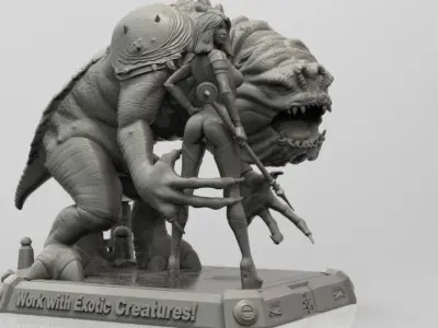 STAR WARS RANCOR TAMER GIRL PIN UP 3D print model