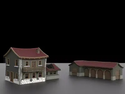 village house Low-poly 3D model 3