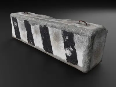 Concrete Barrier Roadblock Low-poly 3D model