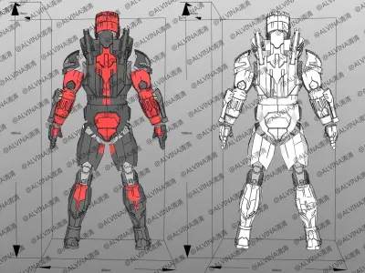 Armorized Deadpool Cosplay Pepakura Foam Full Low-poly 3D model