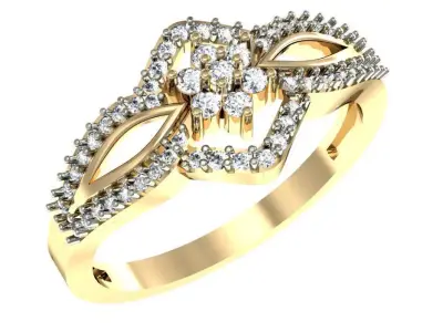 Bloomed Elegance Diamond Flower Ring 3D print model