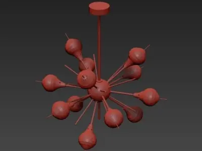 White Glass Globes Sputnik Chandelier in 70 3D model