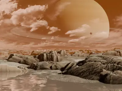 Alien Planet Sci-Fi Fantasy Scenery Saturn Moon 3D model