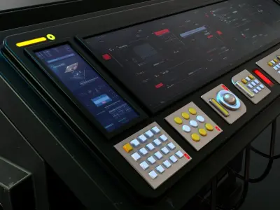 Sci Fi Computer Terminal Command Bridge Low-poly 3D model