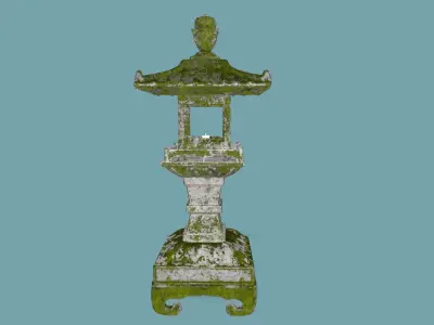 Old Japanese Lantern with mossy and no mossy style 3D model