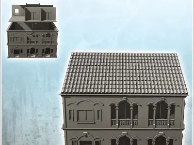 Colonial style house with tile roof 5 - Modern WW2 WW1 World War 3D print model