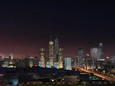 Big City Night Scene 3D model