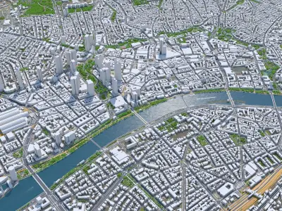 Frankfurt Downtown Germany Low-poly 3D model