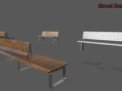 Street Bench set 3d model 3D model