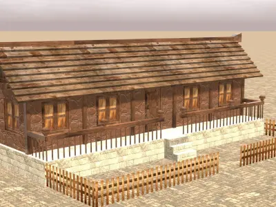 Versatile Low Poly Medieval House Assets for Town Building Low-poly 3D model