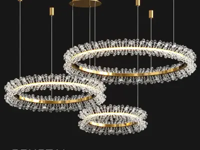 Crystal rings collection 3D model