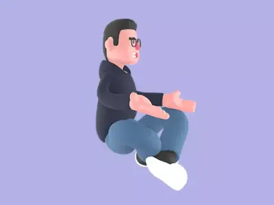 Stylized 3D Male Programmer Character - Angry Cross Leg Pose 3D model