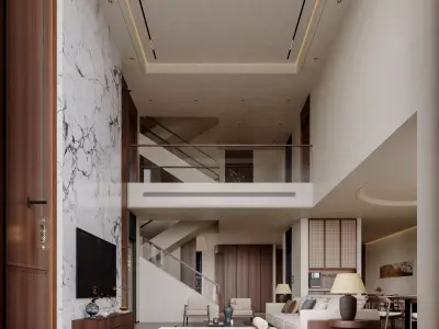 Villa interior scene 3D model purchase