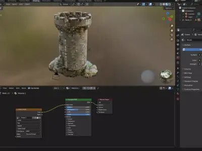High Detail Voxel Medieval Round Tower Low-poly 3D model