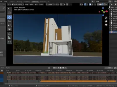 Blender Eevee Minimalist Home Design Low-poly 3D model 3D model