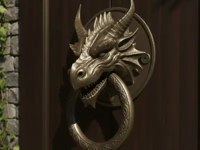   dragon Head Door Knocker  Low-poly 3D model