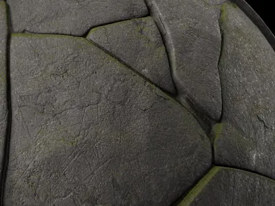 Stone Wall Materials 52- Stone By Moss Sbsar Pbr 4k Seamless Texture