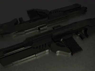 Sci-Fi Assault Rifle - Low-poly and High-poly 3d Model Low-poly 3D model