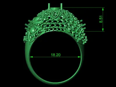 Women Ring 80 indian style round top oval diamond women ring 3D print model
