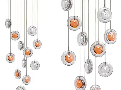 lenss glass chandelier with orange balls hanging from it 3D model