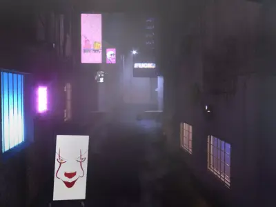 Lane with five buildings 3D model