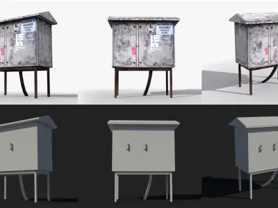 12 Slum elements Collection Low-poly 3D model