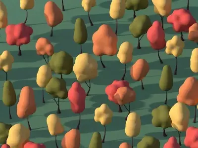 Cartoon Fluid Trees Pack  Low-poly 3D model