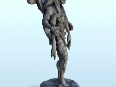 Four-handed alien with tentacules 3 - Future Sci-Fi SF Post apoc 3D print model