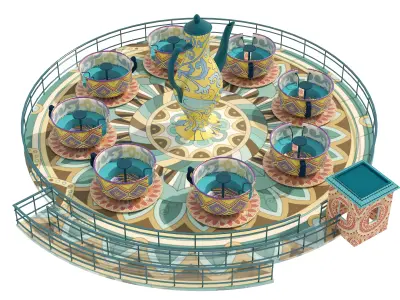 Tea Cup Carousel Low-poly 3D model