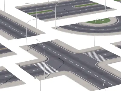 Lowpoly 3D Road Pack Low-poly 3D model