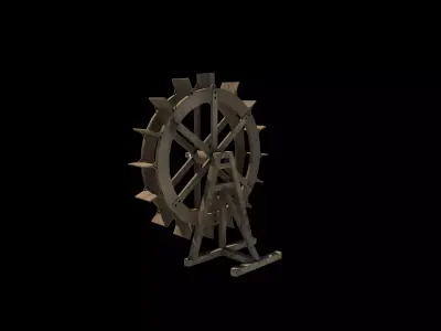Watermill wheel 3D model