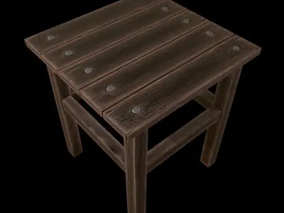 Stool trees low poly 6 texture options and high poly Low-poly 3D model