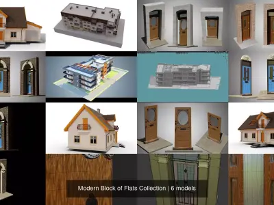 Modern Block of Flats Collection 3D Model Pack
