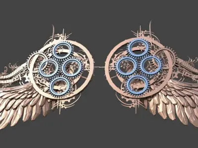 Akhenaten Lost temple arch wings  Low-poly 3D model