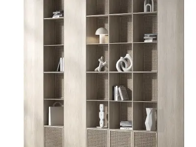 Shelves with decorative rattan inserts 3D model